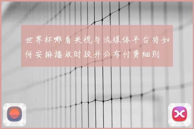 世界杯哪看央视与流媒体平台将如何安排播放时段并公布付费细则